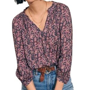 NEW Faherty Portia Top Fiona Block Print